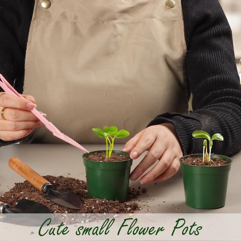 RooTrimmer 100 Pack 2.5 Inch Small Plant Pots, Plastic Nursery
