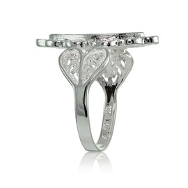 Hoops & Loops Sterling Silver Filigree Scrollwork Hearts Ring, Size 8