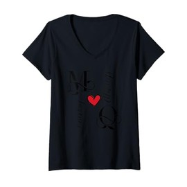 Womens M & Q Couples Initials, Wedding, Anniversary, Housewarming V-Neck T-Shirt