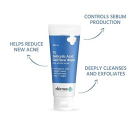 Mamaearth The Derma Co 1% Salicylic Acid Gel Face Wash With Salicylic Acid & Witch Hazel For Active Acne - 100 ml