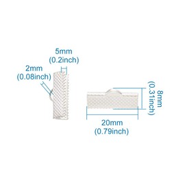 Craftdady - 100 puntas de cinta plateadas de 20 x 8 mm, cierre de cordón con lazo de 2 mm para hacer joyas de cuero y ante