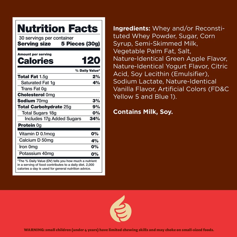 Caramel Cubes | Candy 2-Pound Pack | Green Apple Filling,