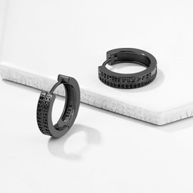 Unisex Hoop Earrings Viking Earrings for Men 925 Sterling Silver Viking Rune/Thor Hammer/Raven/Celtic Knot Hoop Earrings Black Earrings Gifts Jewellery for Men Women, Sterling Silver, Cubic Zirconia