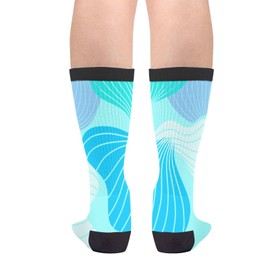 Muxxirt Novelty Sock Bright Blue Banana Leaves Crazy Crew Casual Dress Socks for Men's