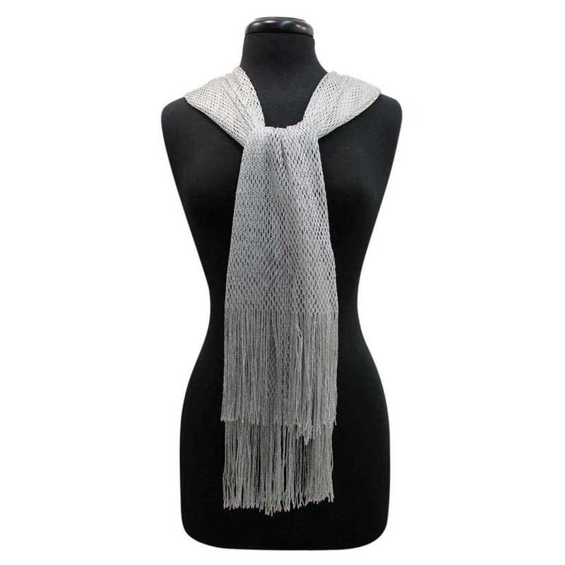 Luxury Divas Silver Lightweight Mesh Metallic Scarf