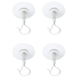Pro Bamboo Kitchen 4PCS Self Adhesive Ceiling Hooks with Locking Clip Windproof Hooks Hooks for Hanging Lanterns Plants Wind Chimes String Lights Mosquito Netting White