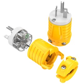 20 Amp 220V Plugs Electrical Male Plugs Extension Cord Ends Drop Cord Caps Replacement NEMA 6-20P 240 Volt AC Connectors Yellow ETL Listed 2-Pack
