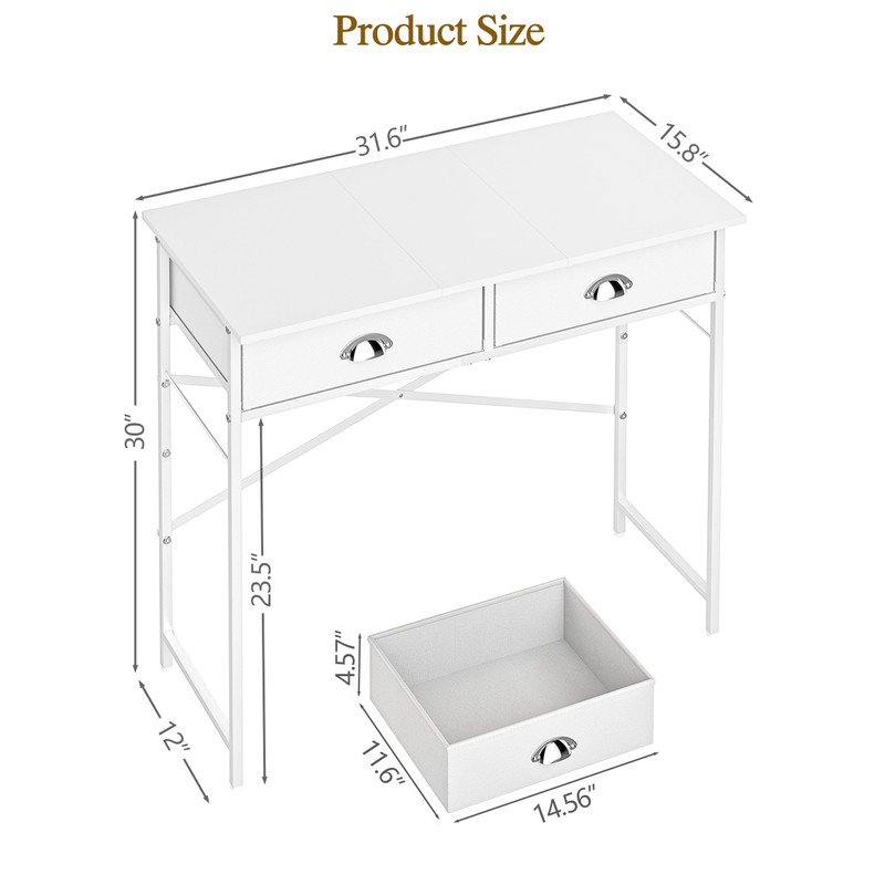 ThreeHio Small Vanity Desk No Mirror for Kids Bedroom, 31.5