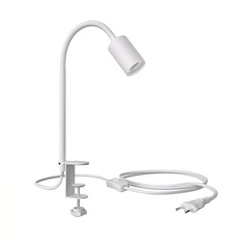 ledscom.de Clamp Light, Gooseneck LELE, Switch, Matte White, 1x E27 Max. 60 W, Modern, Accent Light, Changeable, Reading Light, Bed Light, Work Light, Interior Light, Bedside Lamp