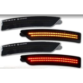 Vektoris Smoked Lens LED Front & Rear Fender Side Marker Lights 4PCS KIT for 2024-Up Ford Mustang Gen7/S650 - Driver & Passenger Side Marker Lamp Assembly, Plug &Play (Smoked Lens Amber+Red LEDs)