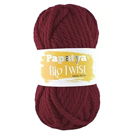 Papatya Big Twist Mega Chunky Yarn Acrylic & Wool Knitting Crochet 200g Ball (Wine - 3230)