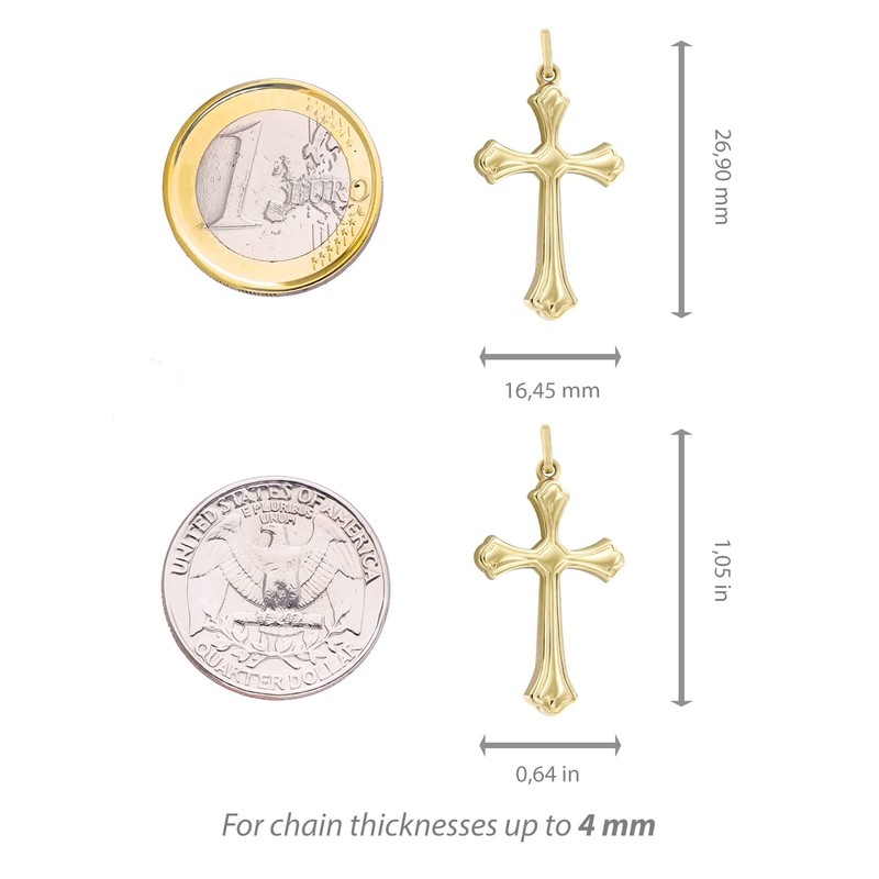 Lucchetta Christian Orthodox Cross Pendant Made of 14 Carat Yellow