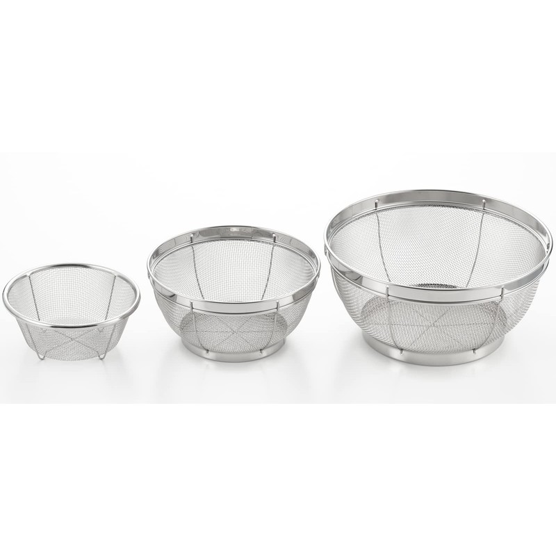 Yoshikawa Colander, 3-piece (5.9, 7.5, 9.8 inches (15, 19, 25