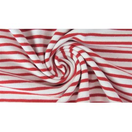 Cotton Jersey Fabric Sold by the Metre Elastic Sky Woven Stripes 3 mm 6 mm 150 cm WB Colour Red