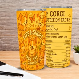 TWILFLNEX Corgi Nutrition Facts 20oz Skinny Tumbler With Straw Lid, Vacuum Insulated Stainless Steel Travel Cup, Cute Dog Lover Gift, Car Cup Holder Friendly