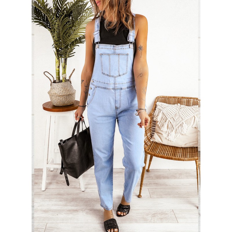 luvamia Women's Casual Adjustable Denim Bib Overalls Jeans Pants Fashion