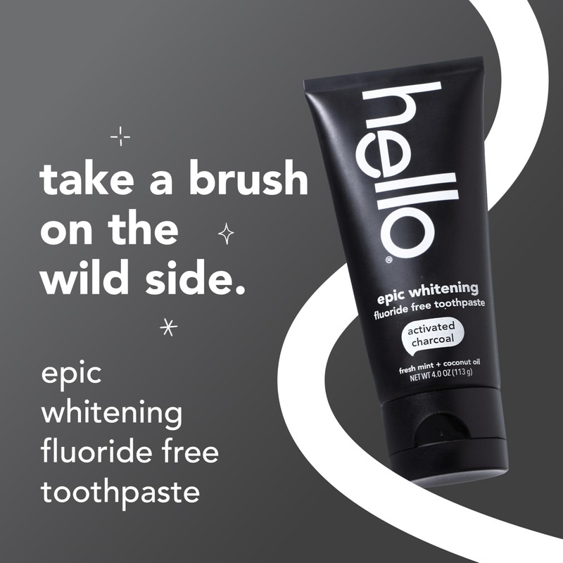 hello Epic Whitening Charcoal Fluoride Free Toothpaste, Activated Charcoal Toothpaste