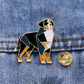 Dog Breed Pins - Geometric Australian Shepherd, Cat, Husky, Bernese Mountain, Enamel Pin, Modern Art Design, White and Purple - Badge for Men (Bernese Mountain)