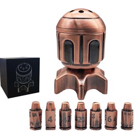 Metal Spacecraft Bullet Dice Spinner with Spinning, 7 Metal Polyhedral DND Dice for Dungeons and Dragons Warhammer 40K, D&D, Sci-Fi Tabletop Games