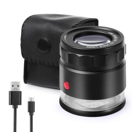 Amoper 30X Loupe Magnifier, USB Rechargeable 8 Lights Portable Eye Loupe Sewing Magnifying Glass for Watches, Jewelry, Coins, Currency, Stamps