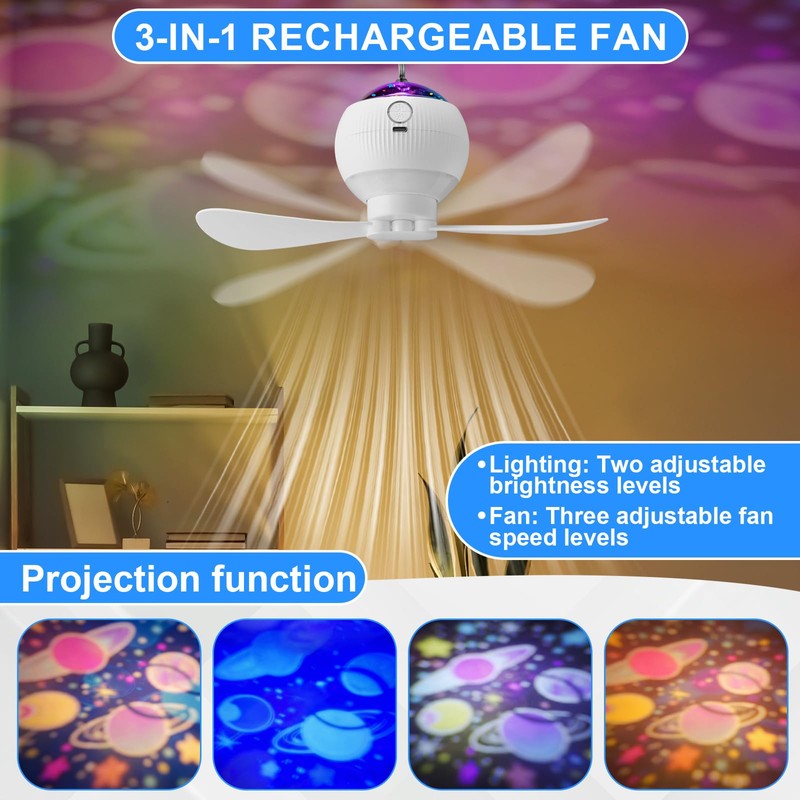Aurelema 1 Set Solar Powered Ceiling Fan with Light for