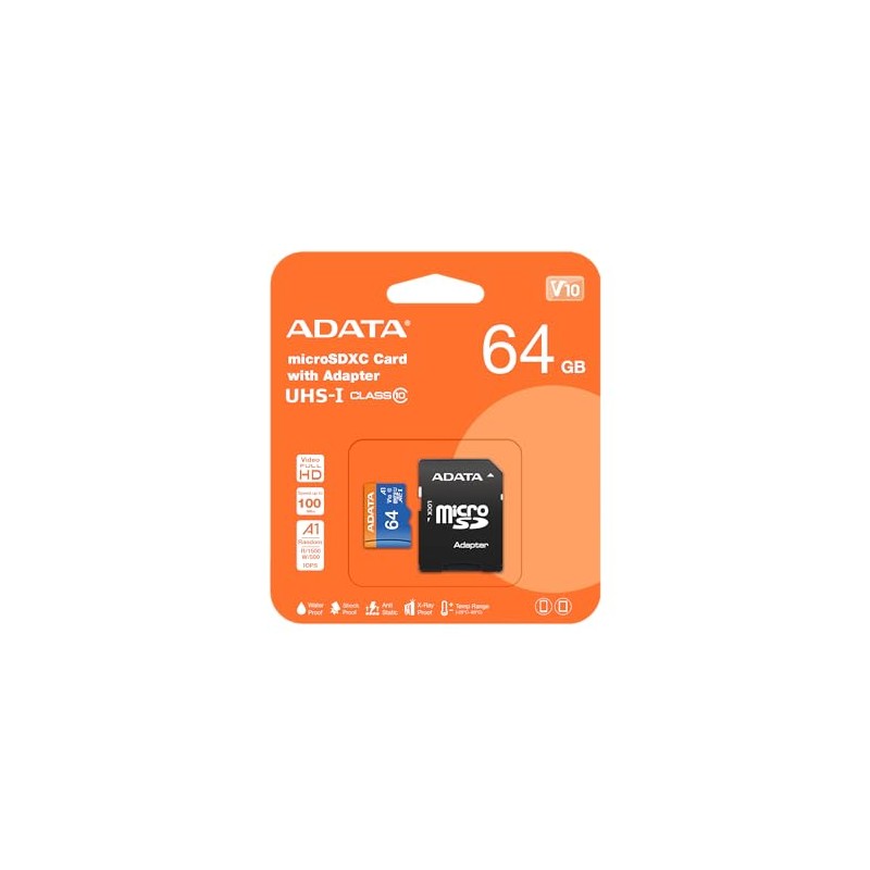 Adata AUSDX64GUICL10-RA1 Memoria Micro SD Clase 10, 64GB