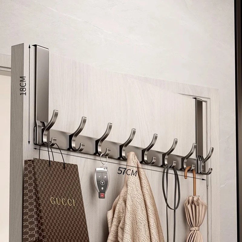 Over The Door Hooks Organizer Rack – No-Drill Aluminum Door