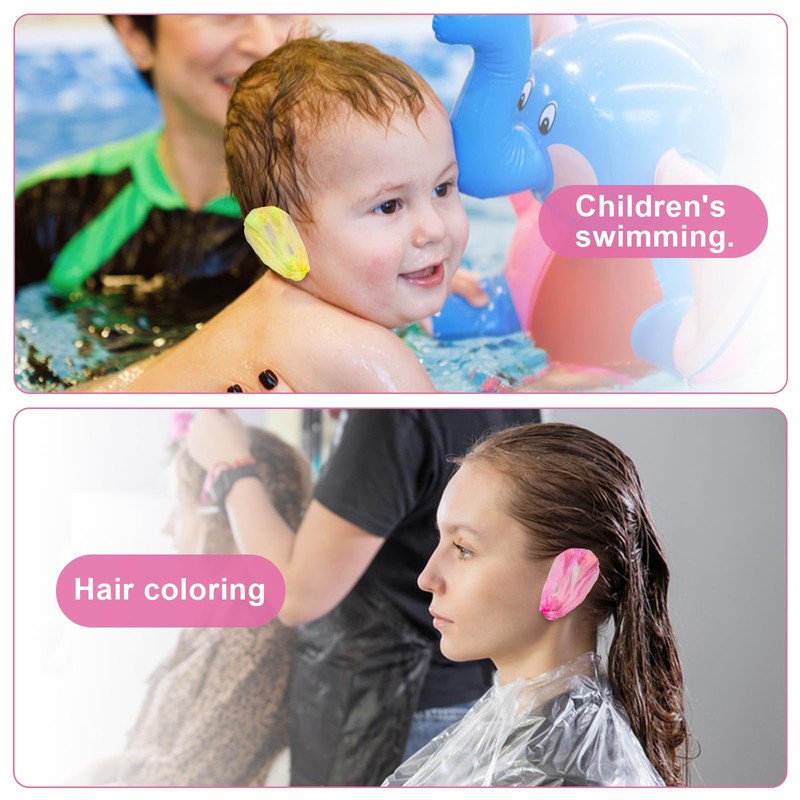 Pack of 200 Waterproof Disposable Earmuffs, Colourful Shower Ear Covers,