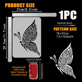 FINGERINSPIRE Butterfly Stencils with Brush 29.7 x 21 cm Stencil with Pattern in Celtic Knot Style Reusable Flying Insects Painting Stencils Animal Motifs Template for Walls Fabrics Furniture