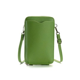 azumafy Smartphone Shoulder Smartphone Pouch, Leather, Women's, Crossbody Wallet, Smaller, Mini Shoulder Bag, Small Bag, Small Size, Lightweight, green