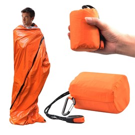 YUTOU Emergency Survival Sleeping Bag, Ultralight Heat Resistant Cold Protection Rescue Tent, Waterproof Emergency Blanket, Survival Bivouac Bag, with Survival Whistle and Climbing Buckle for Outdoor