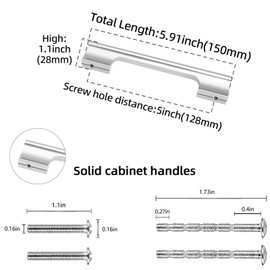 POVEFONK 10 Pack 5 Inch Brushed Satin Nickel Kitchen Cabinet Handles Cabinet Pulls Sliver Drawer Pulls Kitchen Cabinet Hardware Kitchen Handles Drawer Pulls Dresser Handles