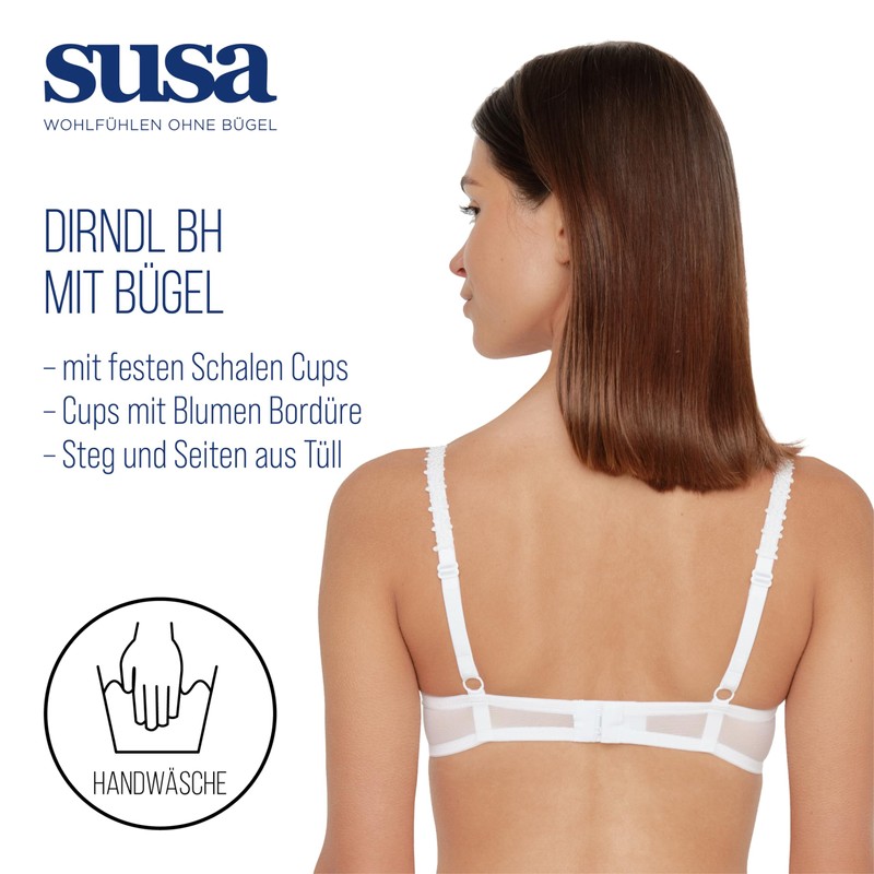 SUSA Women's Damen Dirndl-BH 7300 (White 003), 34 C