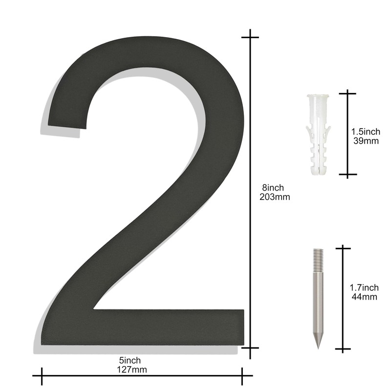 Ywonoby Stainless Steel House Number - RAL 7016 Anthracite Grey