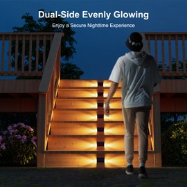 12 Pack Solar Powered Stair Lights Outdoor Waterproof Warm White Lamps for Deck Step Safety Outside Decorative LED for Porch, Sideway, BackYard, Garden, Pool, Easy Installation & All Night Lighting