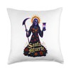 Santa Muerte with Marigolds & Butterflies, Cosmic Hourglass Throw Pillow