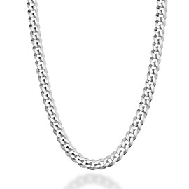 Miabella Solid 925 Sterling Silver Italian 5mm Diamond Cut Cuban Link Curb Chain Necklace for Women Men, Made in Italy (20 Inches)