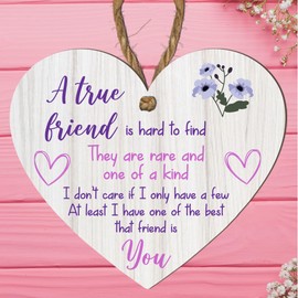 Friendship Heart Plaque – MDF Wood | "A True Friend" | Sentimental Gift for Best Friend | Approx. 10cm x 9cm