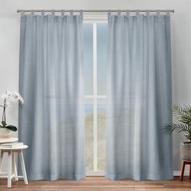 Exclusive Home Bella Sheer Tab Top Curtain Panel Pair, 54"x84", Melrose Blue