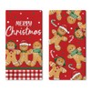 Croar Merry Christmas Gingerbread Man Red Kitchen Dish Towels Set