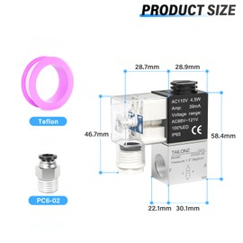 TAILONZ PNEUMATIC 1/4 Inch BSP 110V 2-Way Normally Closed Electric Air Solenoid Valve 2v025-08 Junction Box