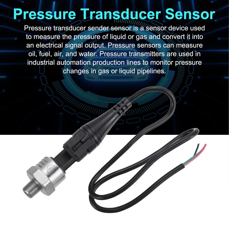 sourcing map Pressure Transducer Sender Sensor with Connector, 1/8" NPT