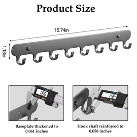HMHKHN 2 Pack Key Holder for Wall,Key Hooks for Wall with 8 Hooks, Self-Adhesive Key Holder Wall Mount,No Drilling Required,for Corridor, Living Room,Kitchen, Bathroom, Garage (Grey)