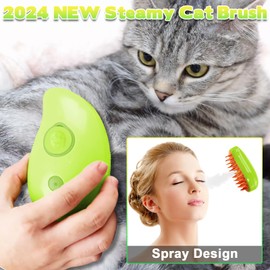 OneNine Cat Steam Brush, Cat Steamy Brush for Cat, Multifunctional Cat Steamer Brush, Cat Grooming Brush Pet Hair Removal Comb for Cat and Dog (green)