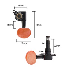 Unxuey 6PCS 3R3L Enclosed Tuning Pegs Tuners Machine Heads for Epiphone Les Paul Electric Guitar or Acoustic Classical Guitar Orange Black,Gear Visible