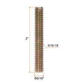 sourcing map 8pcs Color Zinc Fully All Threaded Rod 5/16"-18, 2" Length, Carbon Steel Thread Screw for Furniture Mounting Assembly Fastening