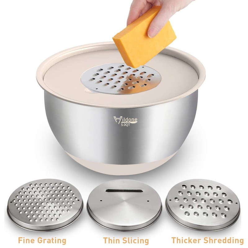 Wildone Mixing Bowls with Airtight Lids Set, 5PCS Stainless Steel