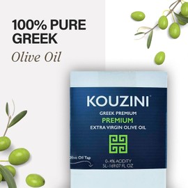 Kouzini Extra Virgin Olive Oil, 5 Liters Bag in Box Premium Greek Olive Oil in Convenient Pour Spout Bag, Ideal for Cooking, Salad Dressings, and Dipping, Cold Pressed from Lakonian Olives