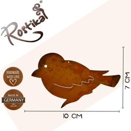 Rostikal Vintage Bird Figurine 7 x 10 cm Hanging Decoration Garden Decoration Rust