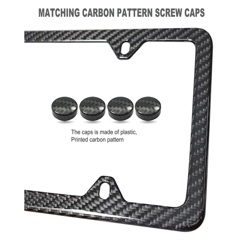 Aootf Real Carbon Fiber License Plate Frames, 2 Pack Stainless